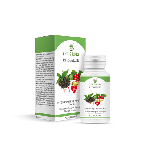 Ritmaloe Opus Ruri | Omega-3, Biancospino, Tè Verde e Vitamina E | 90 Capsule Vegetali